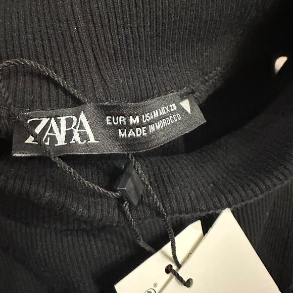 Zara Mock Neck Sleveless A-line Dress - Size MED - Black - Picture 7 of 8